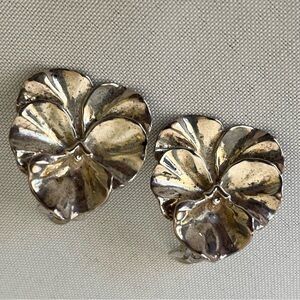 Silver Floral Clip-On Earrings